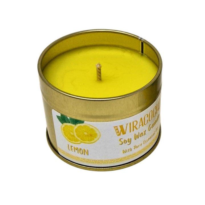 Fill the air with a fresh citrusy burst of Lemon to revitalise your bathroom, bedroom or kitchen.  Lovingly hand poured with natural soy wax and scented with pure Lemon essential oil. The delightful little candle will fill the room with fresh natural fragrance for up to 20 hours.
