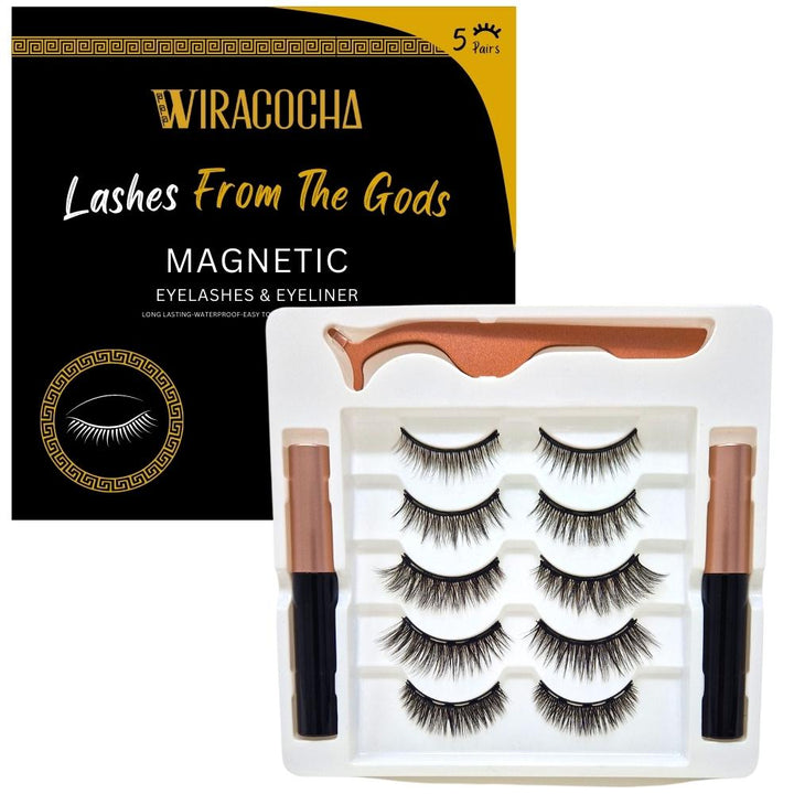 The perfect solution for lash extension lovers. This luxury lash & liner set includes 5 pairs of super curly, reusable and lightweight magnetic lashes, handmade using quality synthetic silk. With 2 tubes of lightweight magnetic to smoothly secure your lashes, plus an eyelash applicator for easy application. Divina Magnetic Russian Strip lashes.
