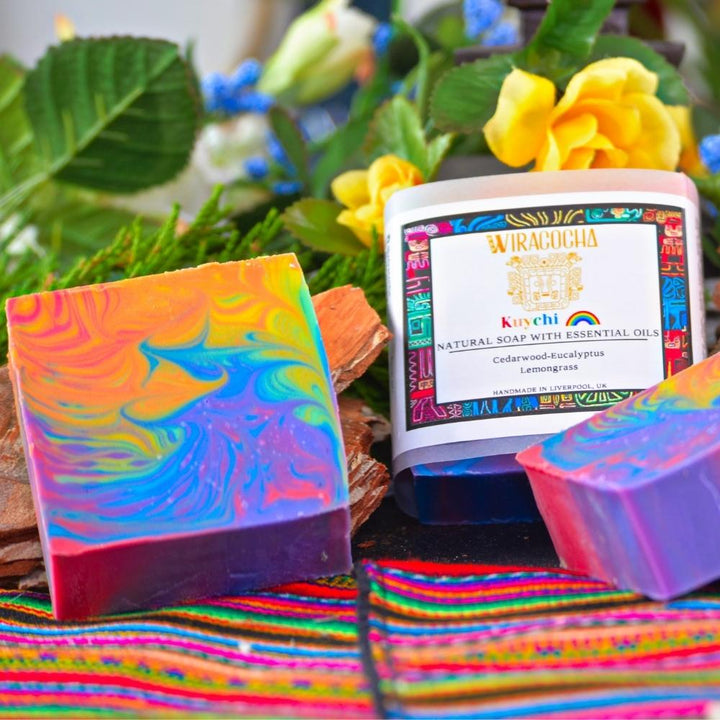 Kuychi Rainbow Natural Soap Bar With Cedarwood, Lemongrass & Eucalyptus Essential Oils | Wiracocha